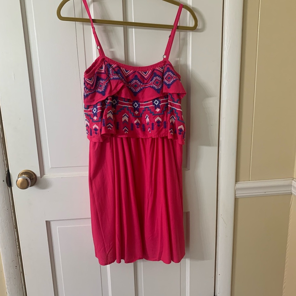 Ariat women’s Hot Pink Embroidered Ruffle Sundress
